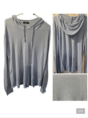 Michael Lauren Blue Waffle Knit Hoodie